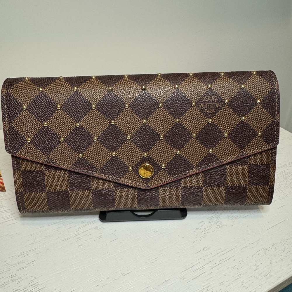 Designer inspired Brown Checkered Wallet